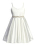 Just Kids Girls Satin Dress with Rhinestone Belt and Sheer Embroidered Bolero, Sizes 4-14 - SophiasStyle.com